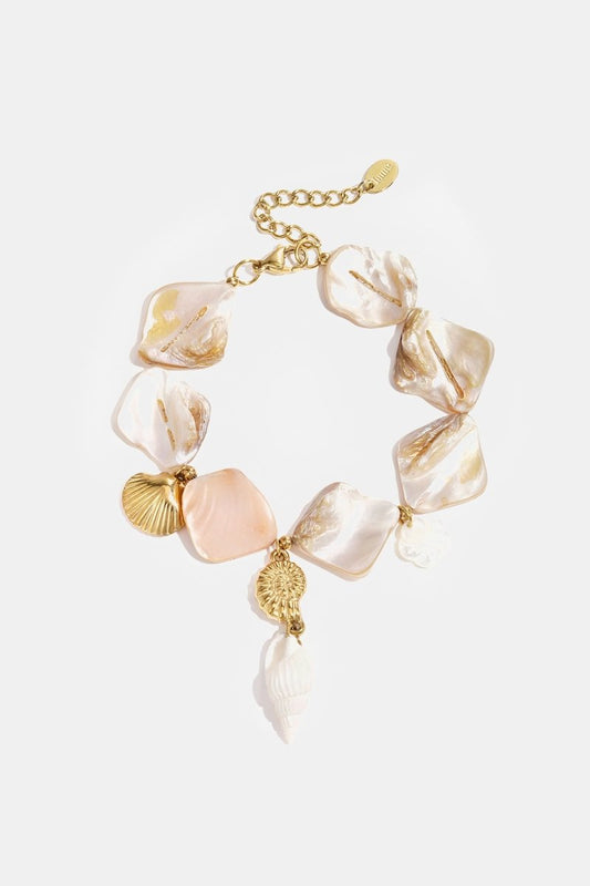 Bracelet with shells and sea charms beige - Velaris Femme