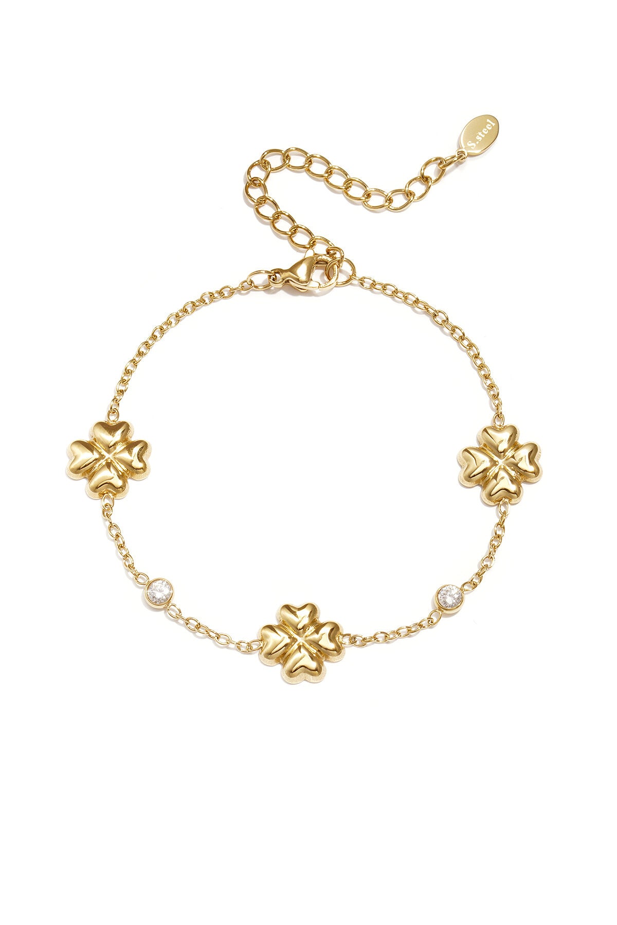 Clover bracelet with alternating stones