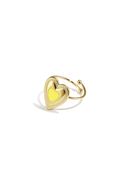 Adjustable statement ring with colored heart