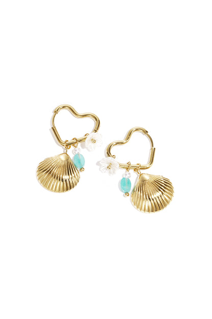 Heart-shaped hoop earrings with charms