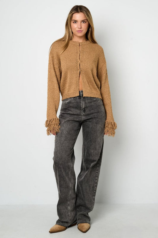 Casual Solid Color Knit Cardigan - Velaris Femme