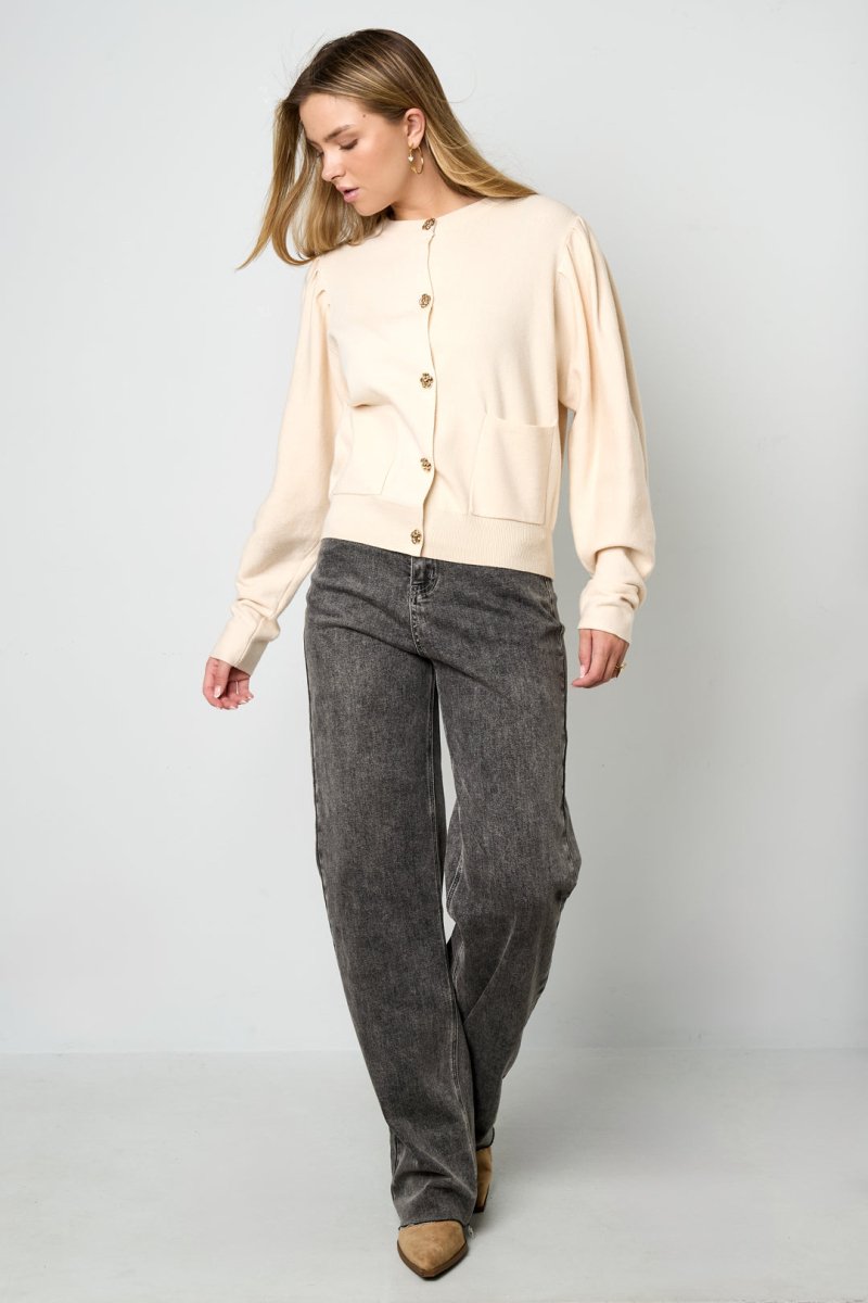 Casual Solid Color Knit Cardigan - Velaris Femme