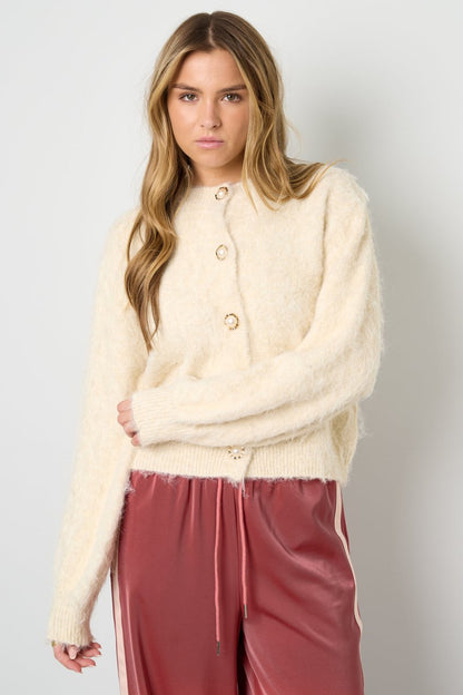 Casual Solid Color Knit Cardigan - Velaris Femme