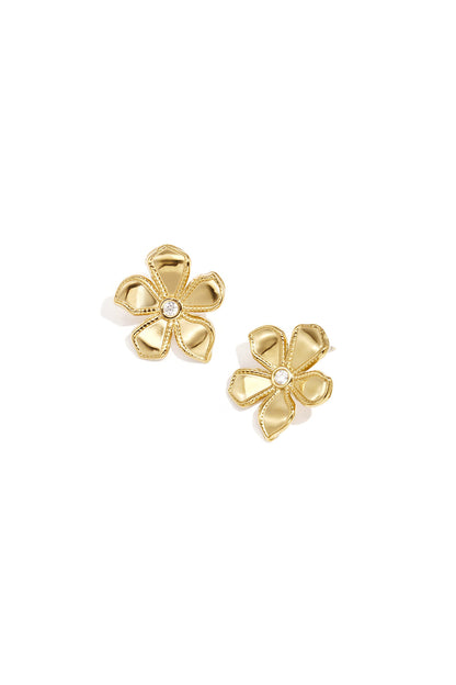 Elegant Gold Color Flower Stud Earrings for Women