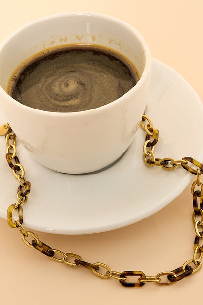 Elegant Brown Stainless Steel Chain Necklace for Everyday Wear