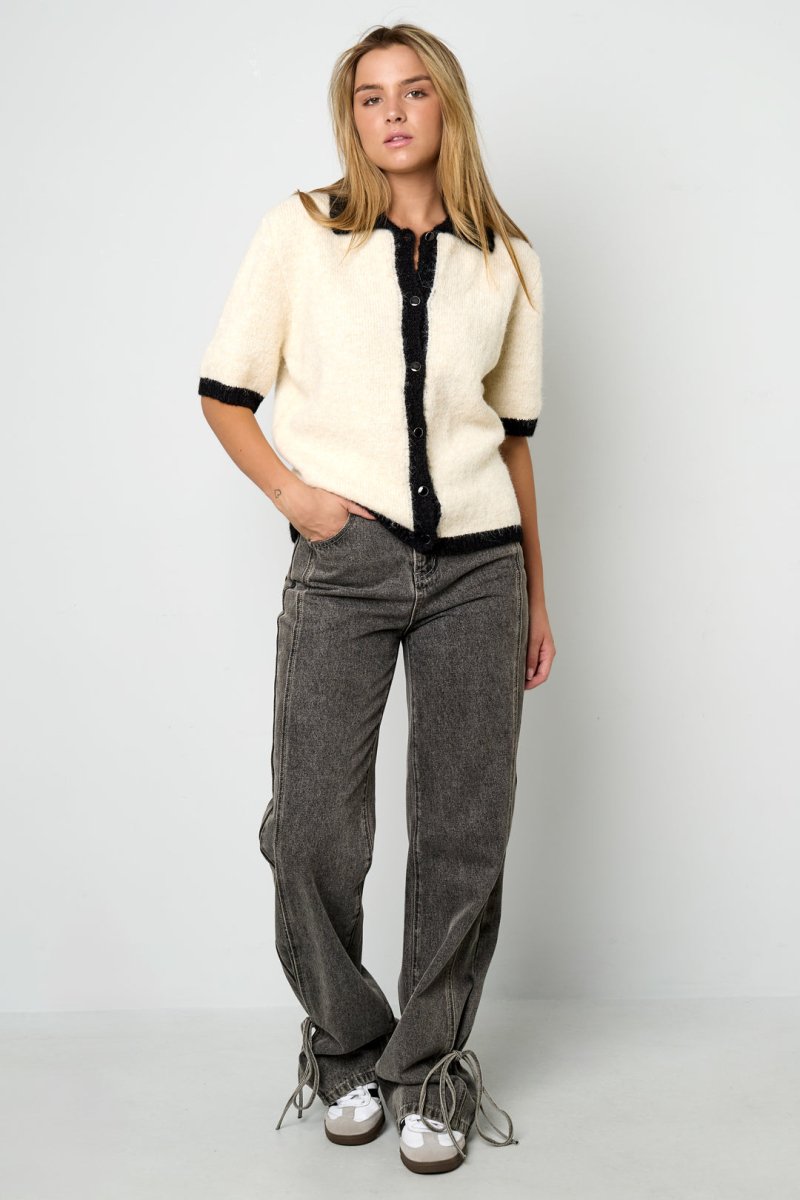 Color Clash Knit Cardigan - Velaris Femme