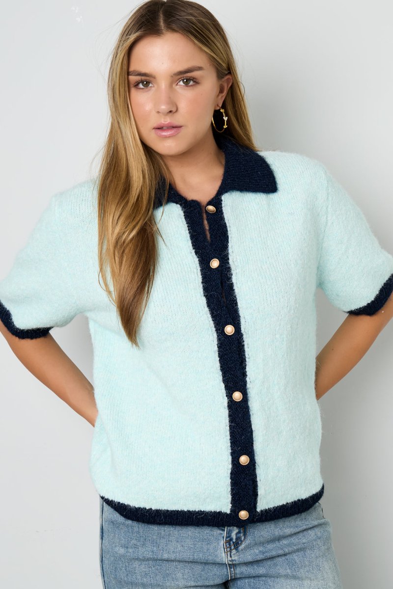 Color Clash Knit Cardigan - Velaris Femme