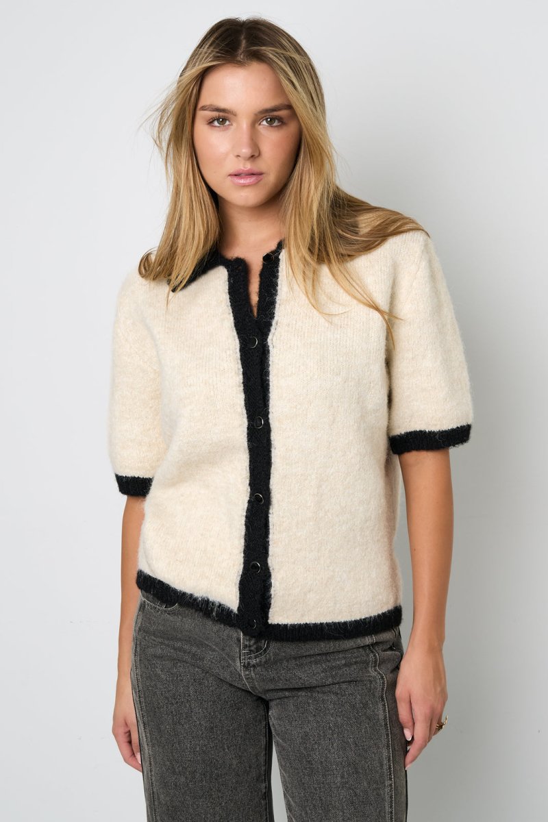 Color Clash Knit Cardigan - Velaris Femme