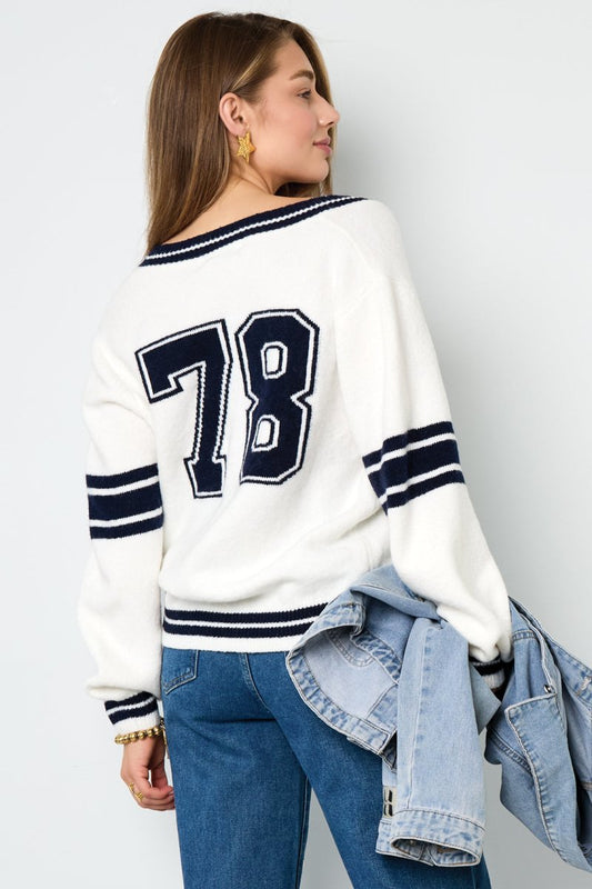 Contrast Stripe V - Neck Sweater - Velaris Femme