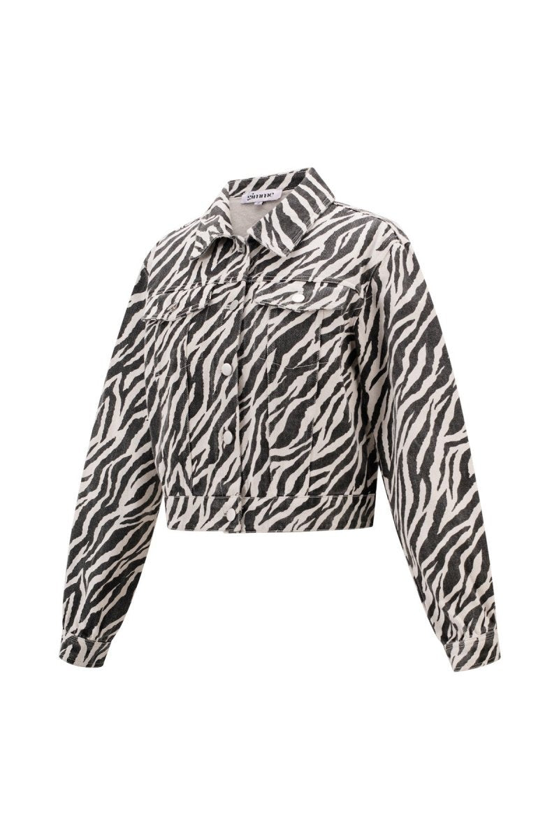 Cotton Denim Women's Jacket Street Elegant Specialty Animal Print - Velaris Femme