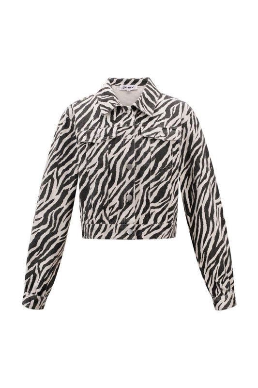 Cotton Denim Women's Jacket Street Elegant Specialty Animal Print - Velaris Femme