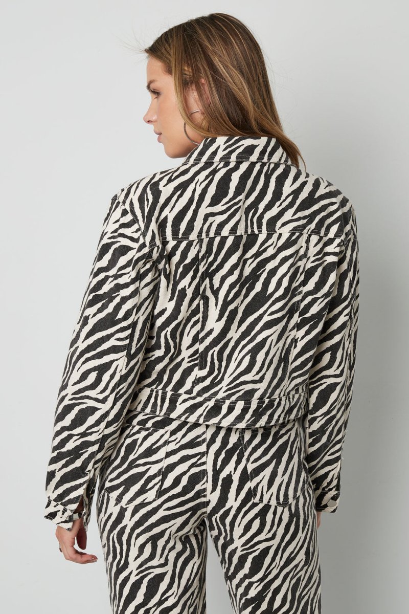 Cotton Denim Women's Jacket Street Elegant Specialty Animal Print - Velaris Femme