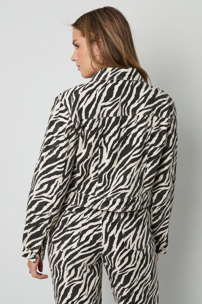 Cotton Denim Women's Jacket Street Elegant Specialty Animal Print - Velaris Femme