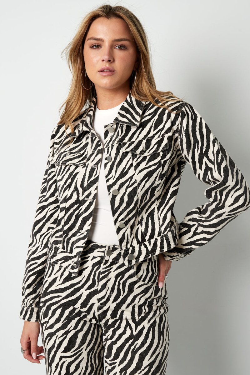 Cotton Denim Women's Jacket Street Elegant Specialty Animal Print - Velaris Femme