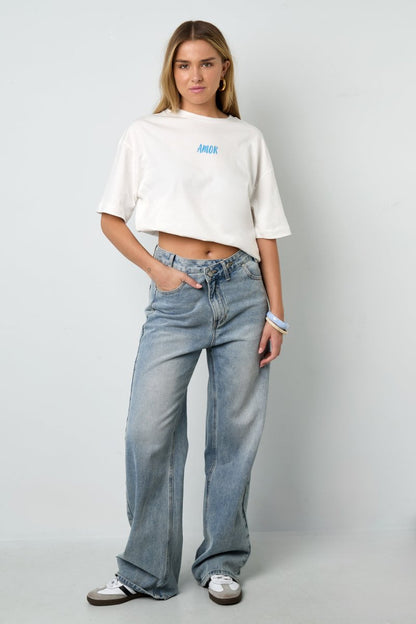 Cotton Knitted Women's T-shirt Casual Letters - Velaris Femme