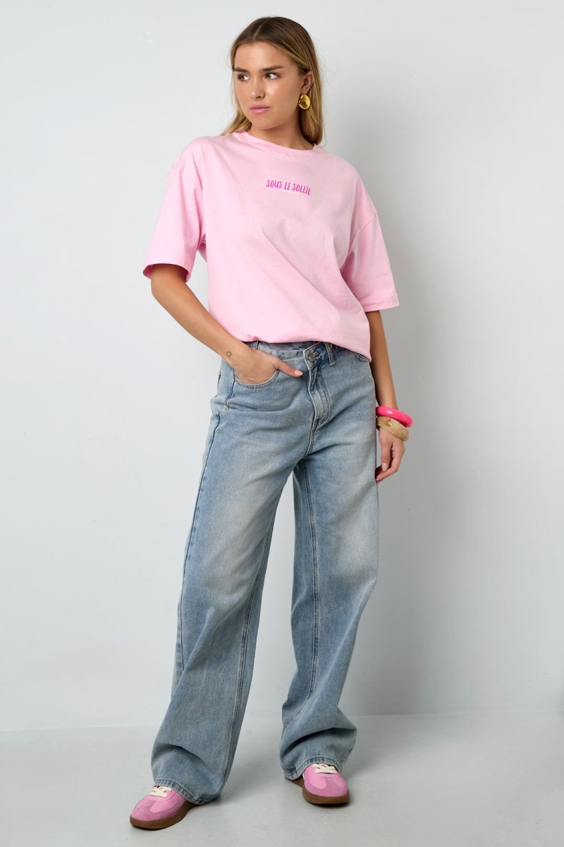Cotton Knitted Women's T-shirt Casual Letters - Velaris Femme