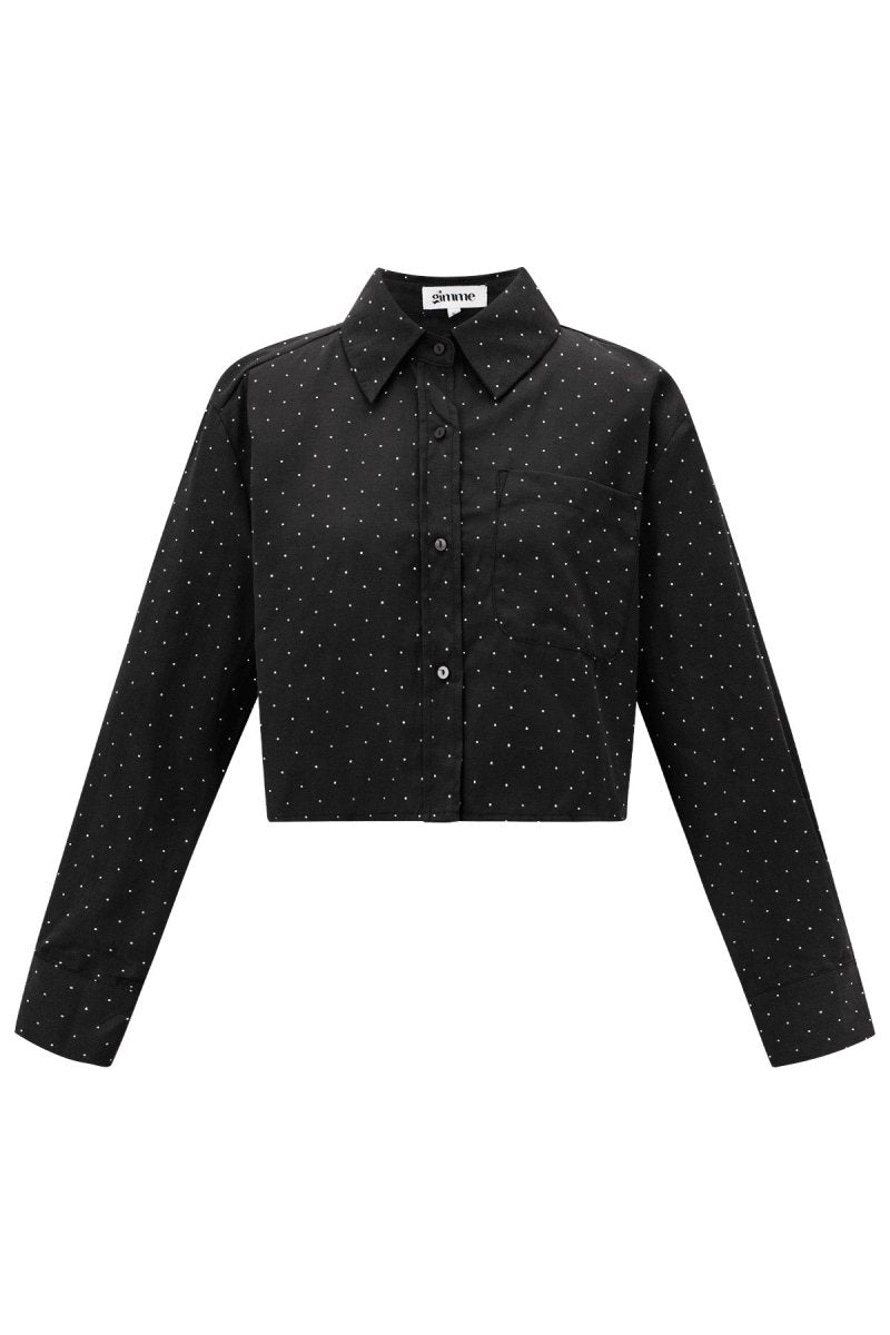 Cotton Women's Cropped Blouse Classic Button - Down - Velaris Femme