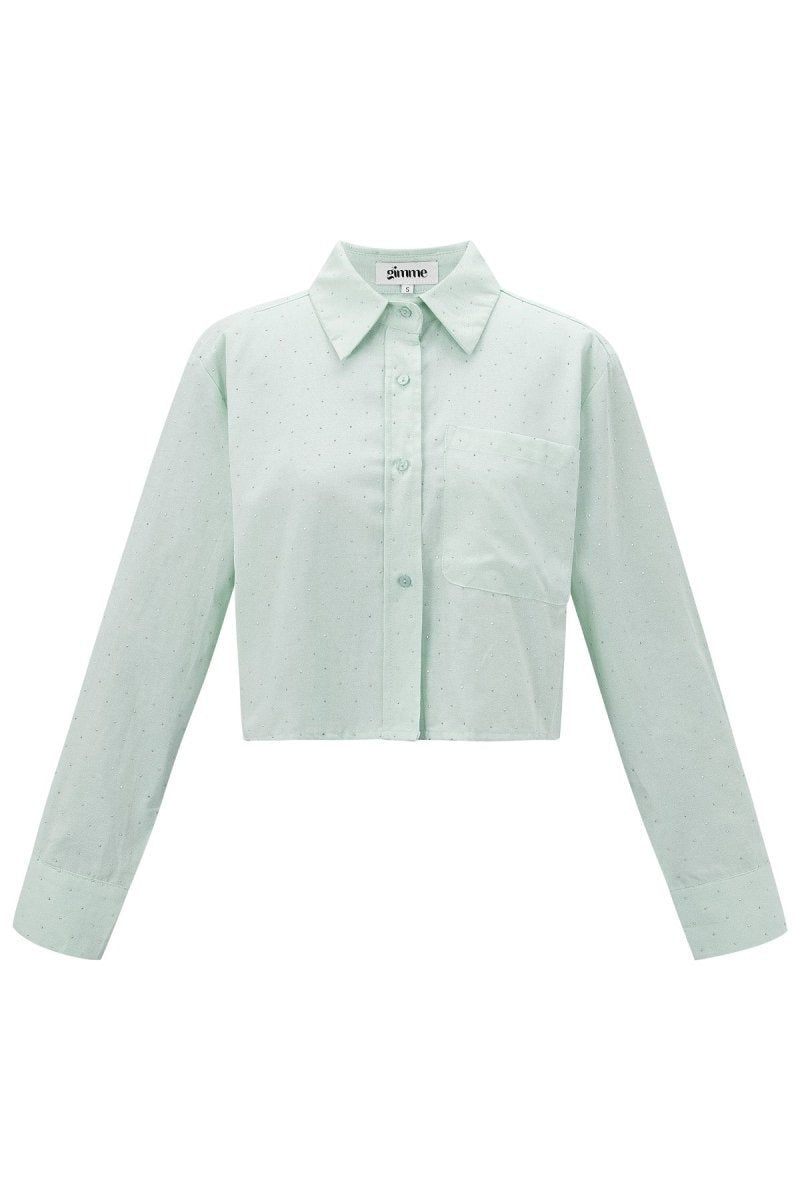 Cotton Women's Cropped Blouse Classic Button - Down - Velaris Femme