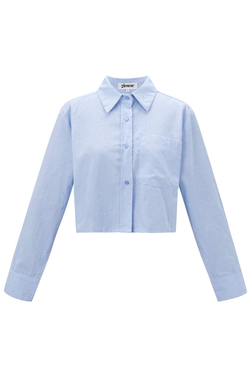 Cotton Women's Cropped Blouse Classic Button - Down - Velaris Femme