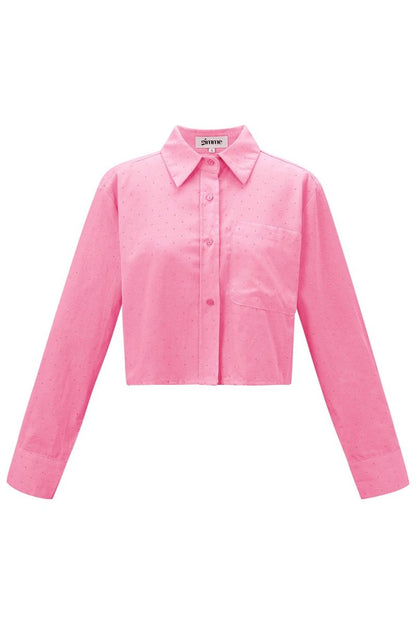 Cotton Women's Cropped Blouse Classic Button - Down - Velaris Femme