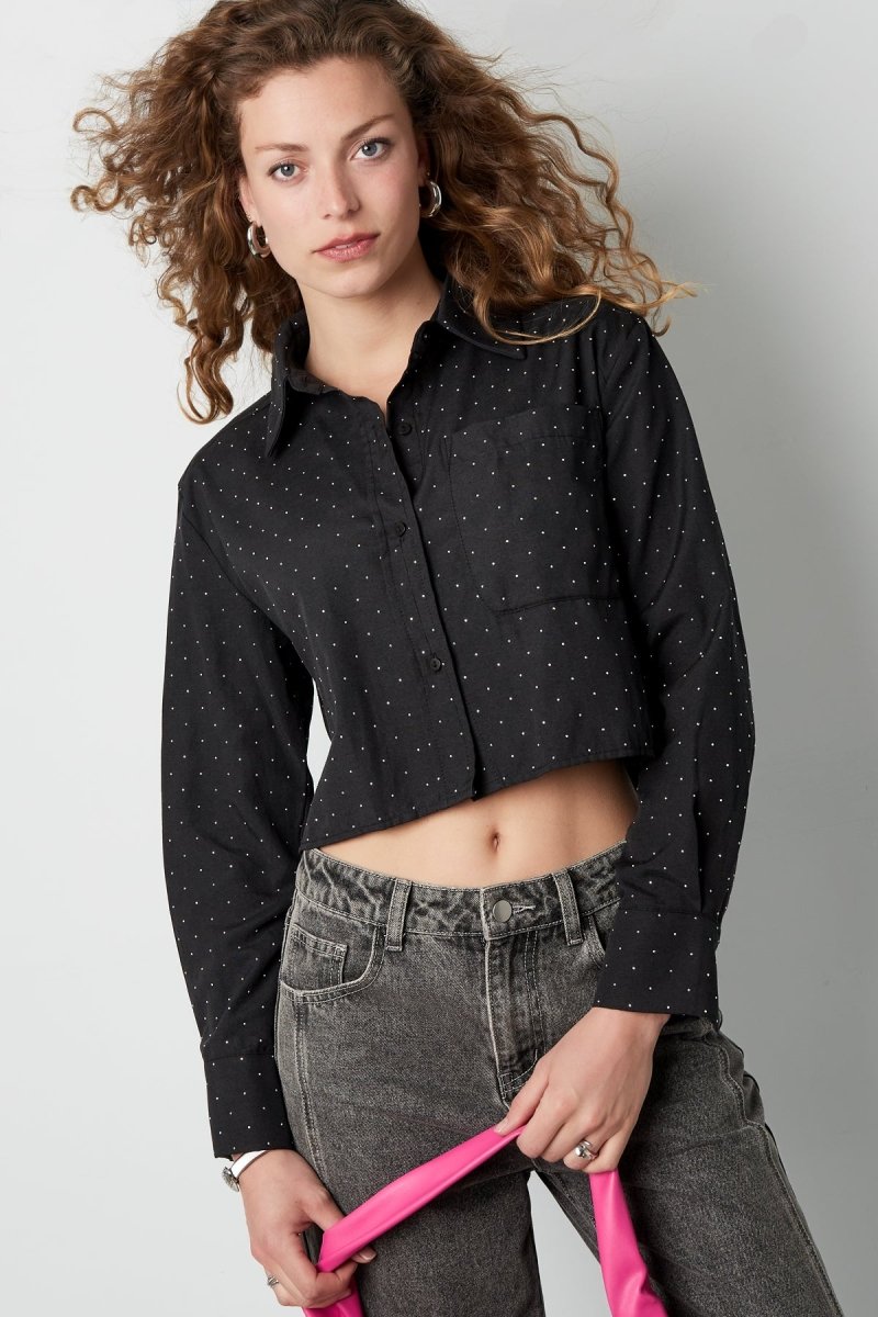 Cotton Women's Cropped Blouse Classic Button - Down - Velaris Femme