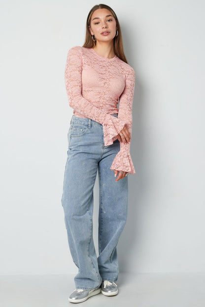 Cotton Woven Women's Straight Leg Denim Pants Heart Embroidery Casual - Velaris Femme