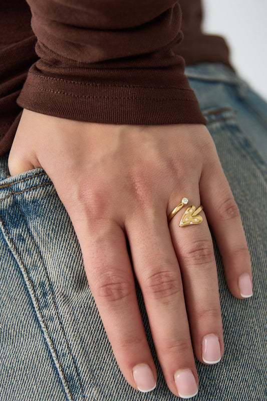 14K Gold Plated Stainless Steel Minimalist Rings Heart Casual Simple Series Women's jewelry