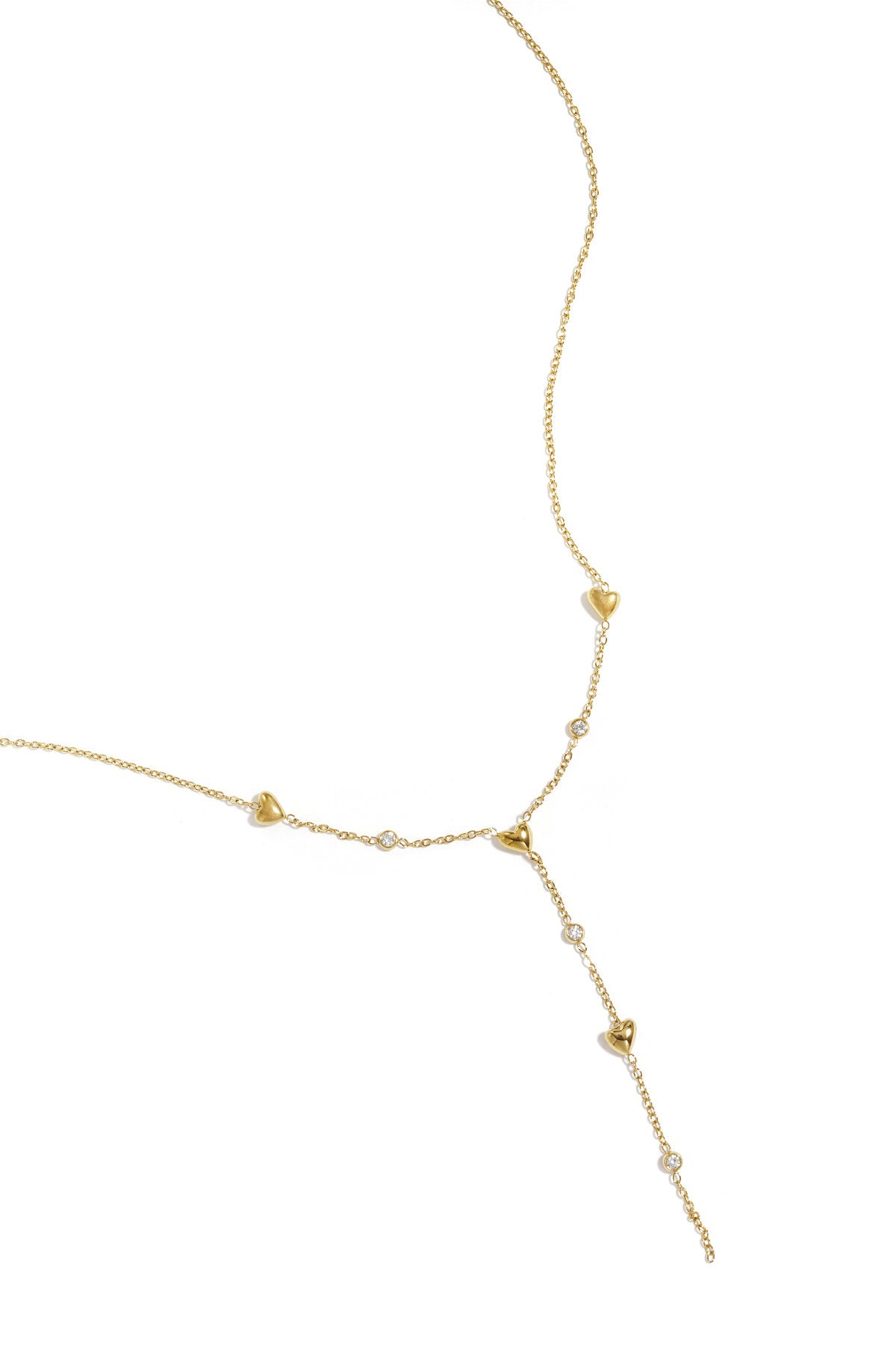 Y-line necklace with filled hearts