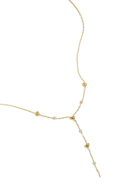 Y-line necklace with filled hearts