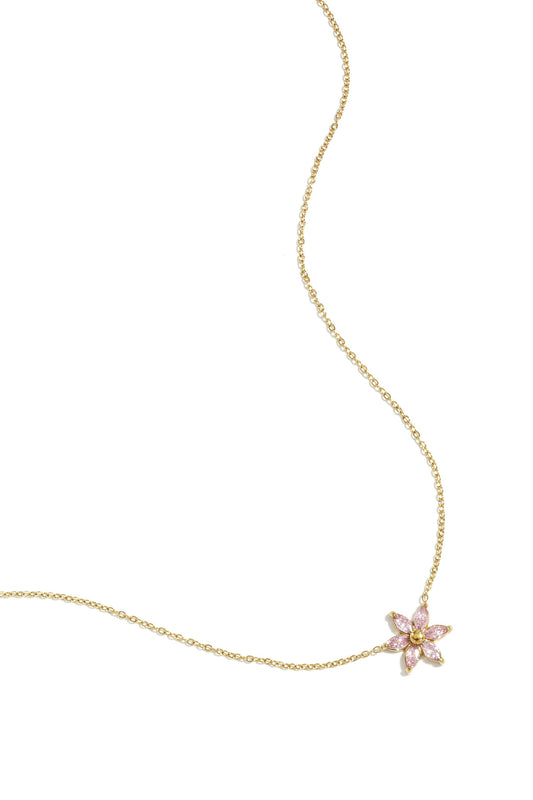 Necklace with rhinestone flower