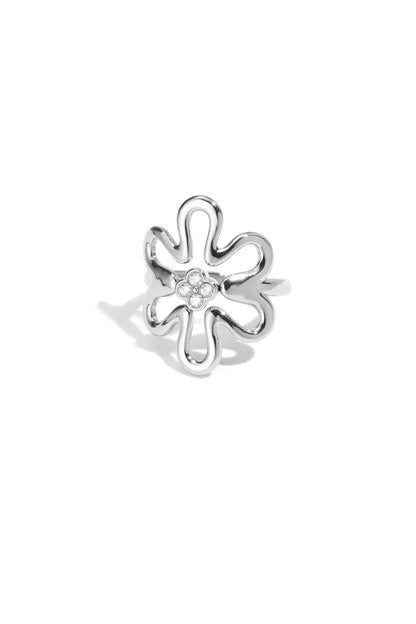 Elegant Adjustable Rhinestone Flower Ring