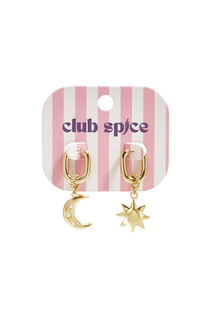Squoval earrings with moon and star