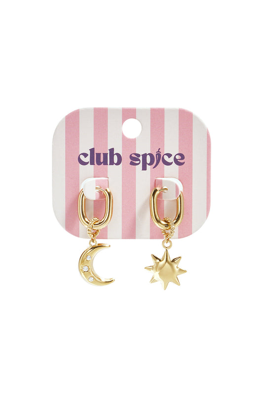 Squoval earrings with moon and star