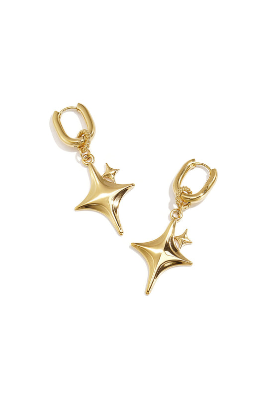 Squoval earrings with glittering star pendant