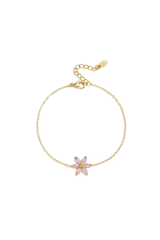 Bracelet with rhinestone flower