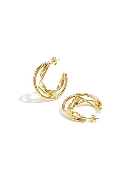 Stylish Stainless Steel Hoop Earrings - Silver & Gold
