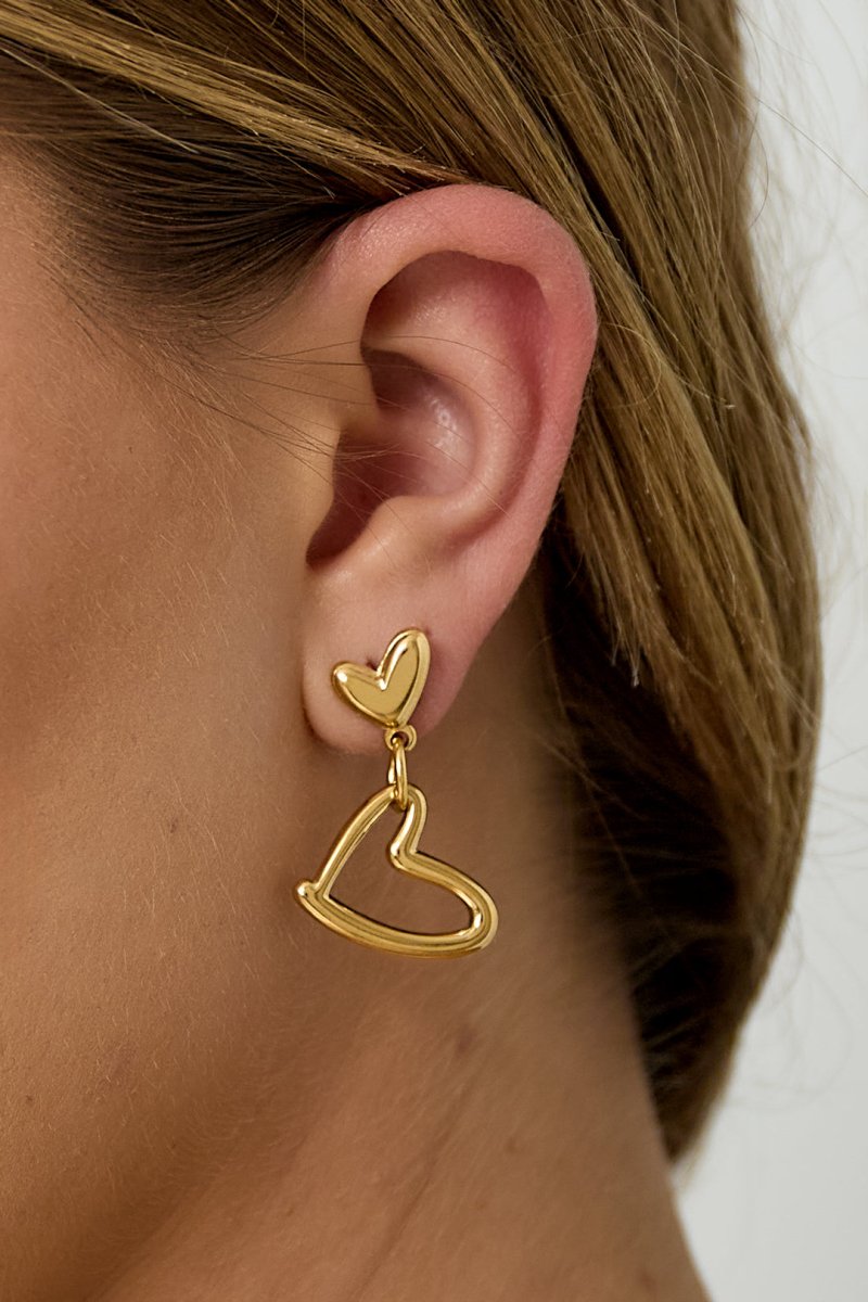 Earrings hanging hearts full and empty - Velaris Femme