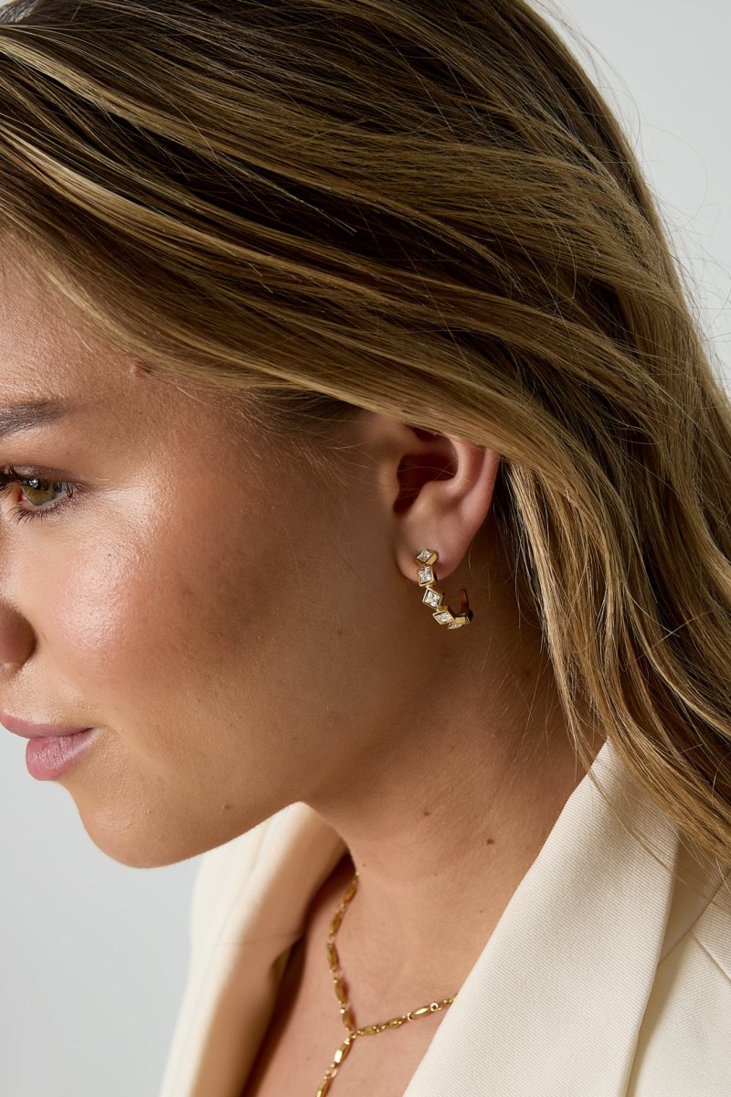 Earrings with alternating stones - Velaris Femme