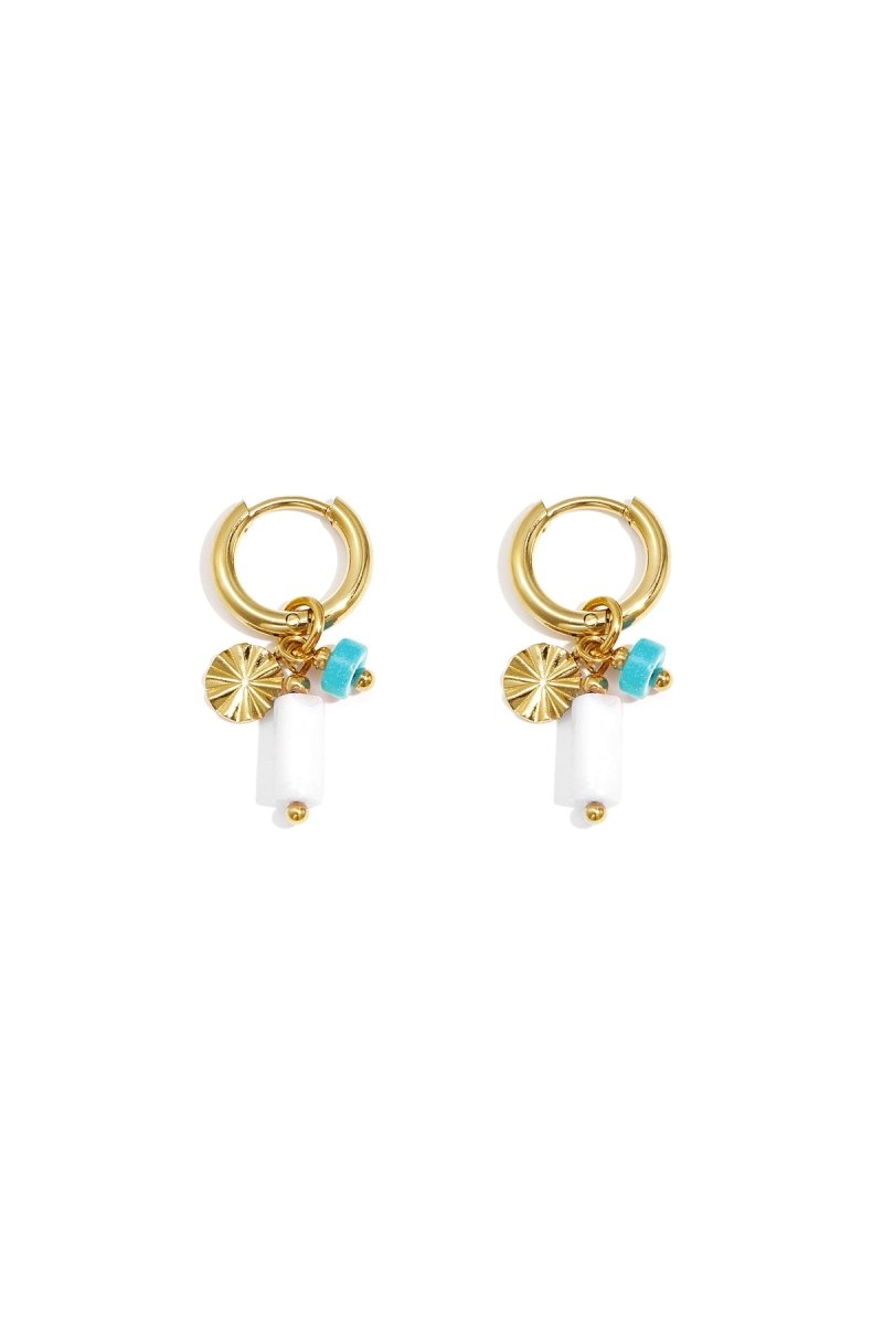 Earrings with beads and coin charm - Velaris Femme