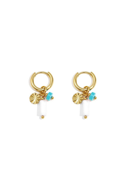 Earrings with beads and coin charm - Velaris Femme