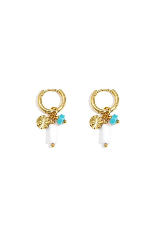 Earrings with beads and coin charm - Velaris Femme