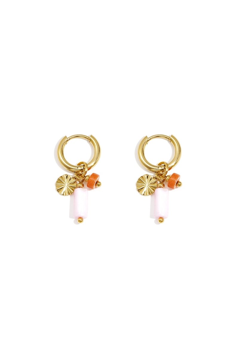 Earrings with beads and coin charm - Velaris Femme