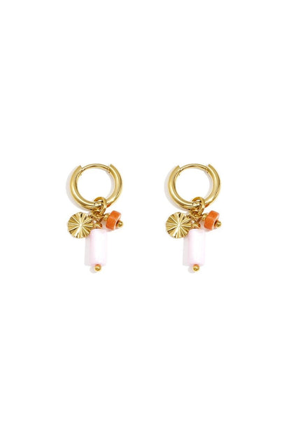 Earrings with beads and coin charm - Velaris Femme