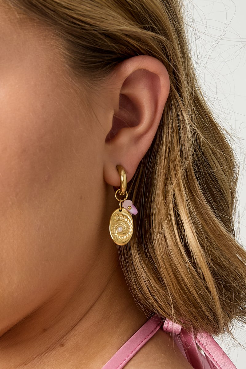 Earrings with beads and shell charm - Velaris Femme