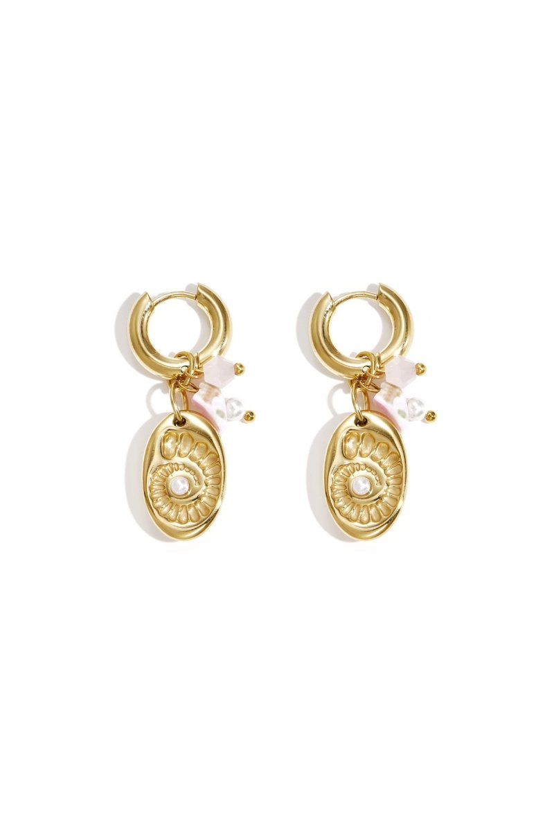 Earrings with beads and shell charm - Velaris Femme