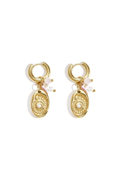 Earrings with beads and shell charm - Velaris Femme
