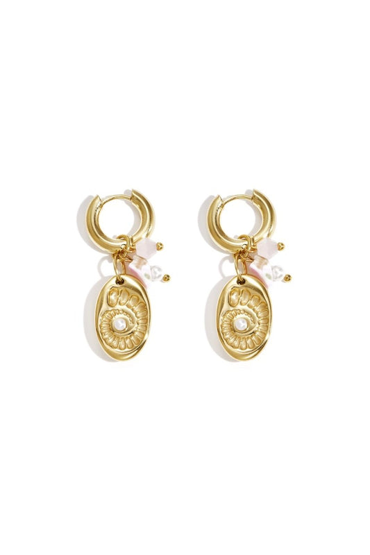 Earrings with beads and shell charm - Velaris Femme
