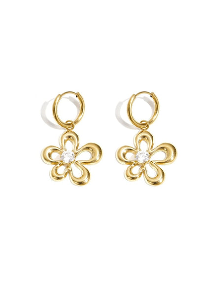 Earrings with coral - shaped flower and stone detail - Velaris Femme