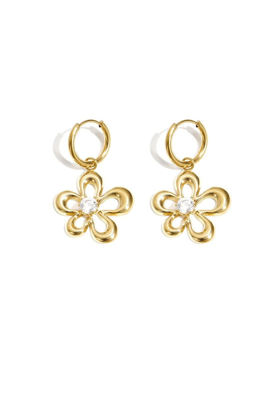 Earrings with coral - shaped flower and stone detail - Velaris Femme
