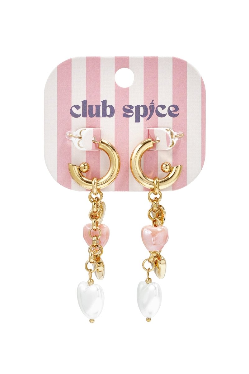 Earrings with dangling heart charms and pearls - Velaris Femme